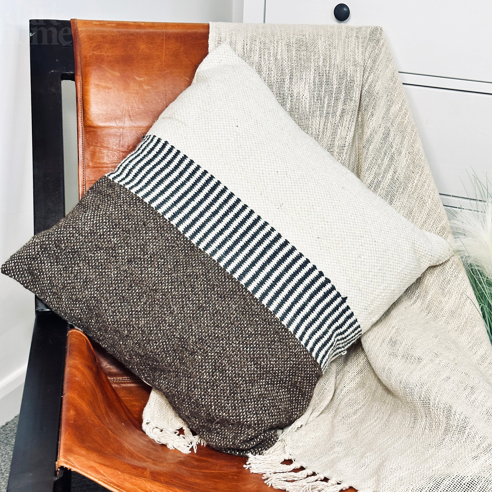 Brown And Beige Textured Cushion