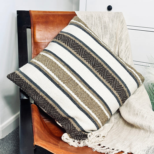 Darthome Textured Brown Striped Cushion