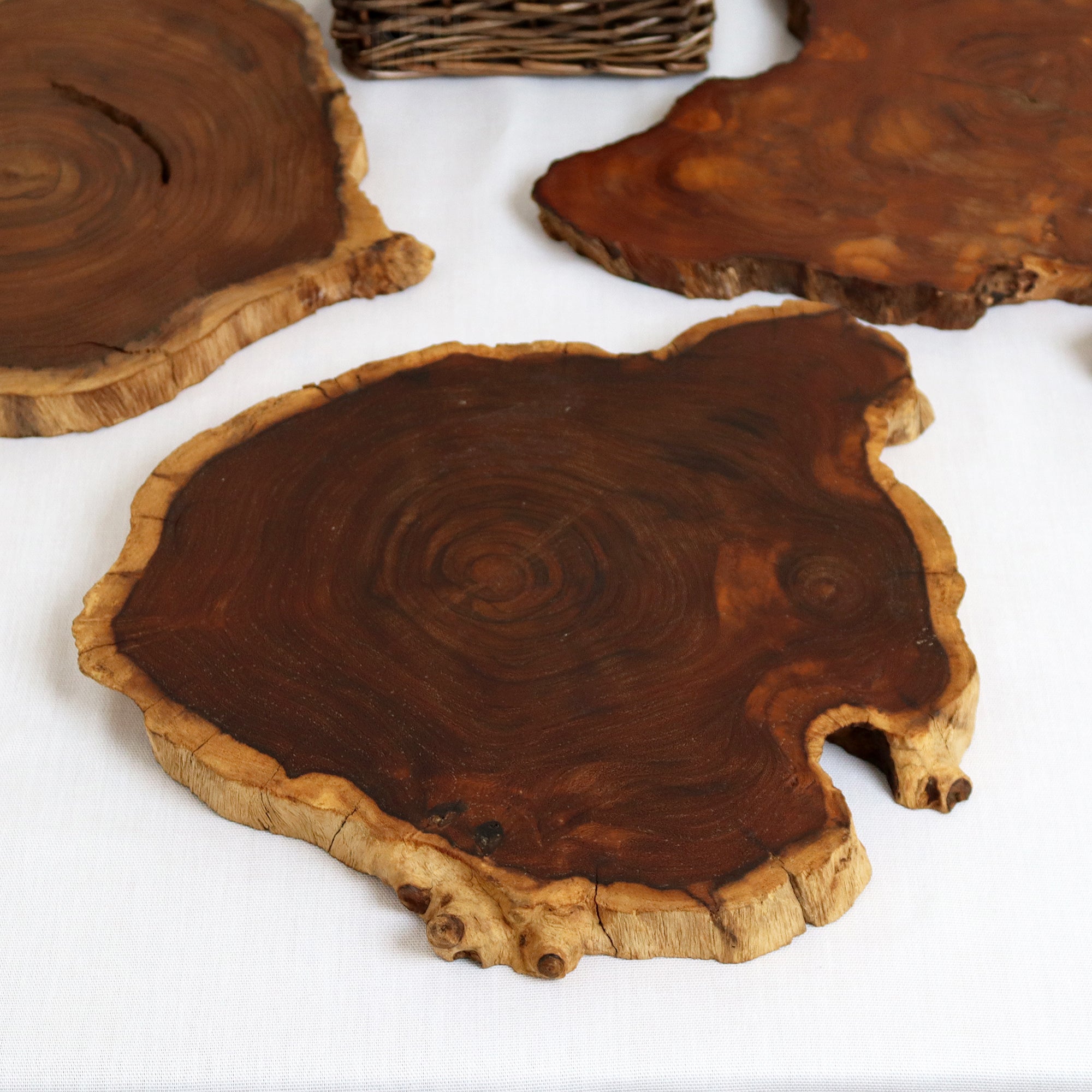 Set Of 2 Teak Root Slice Placemats Large