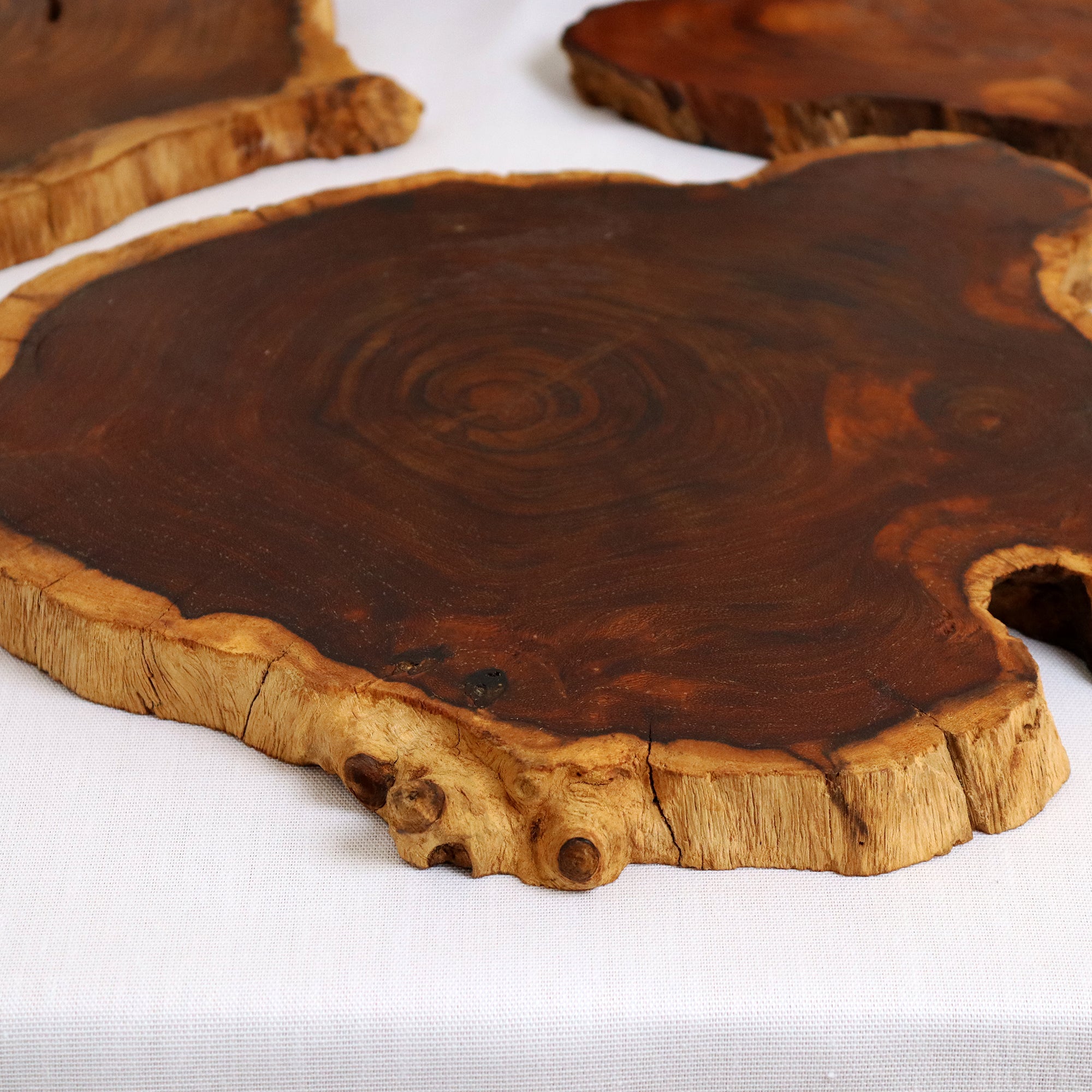 Set Of 2 Teak Root Slice Placemats Large