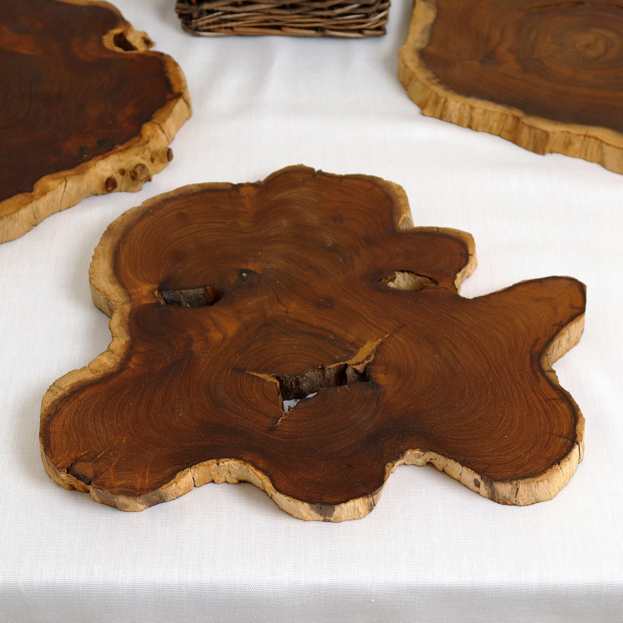 Set Of 2 Teak Root Slice Placemats Large