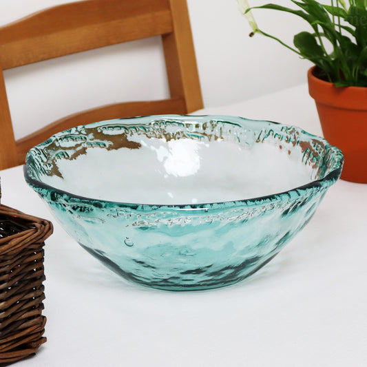 Aqua Recycled Glass Bowl