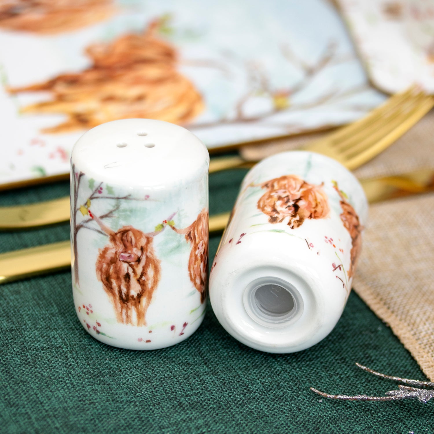 Christmas Highland Cows Salt And Pepper Shakers