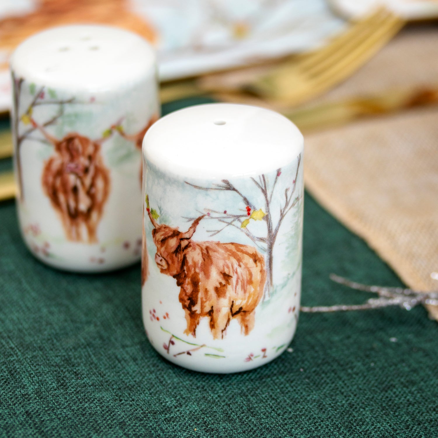Christmas Highland Cows Salt And Pepper Shakers