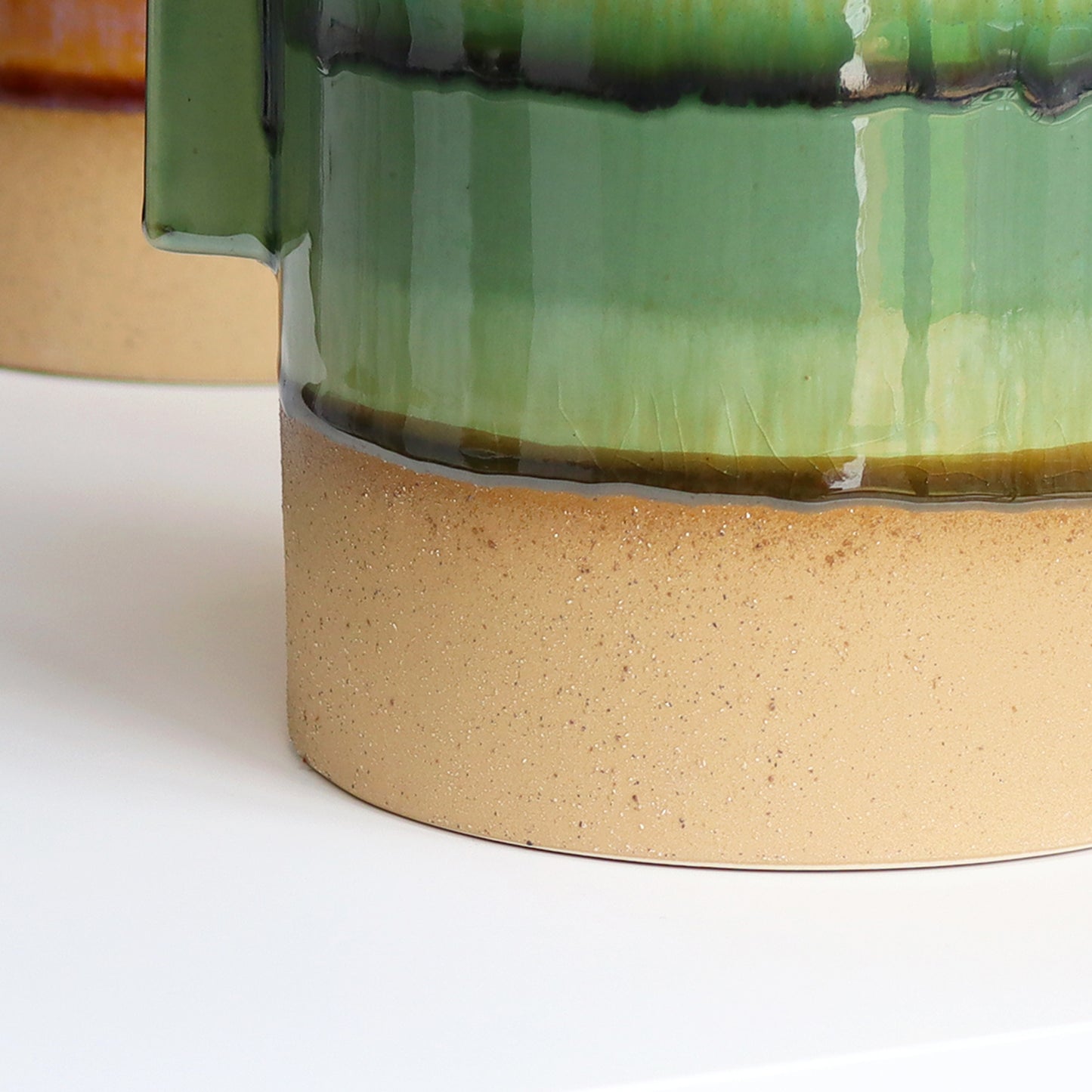 Green Reactive Glaze Plant Pot With Ears