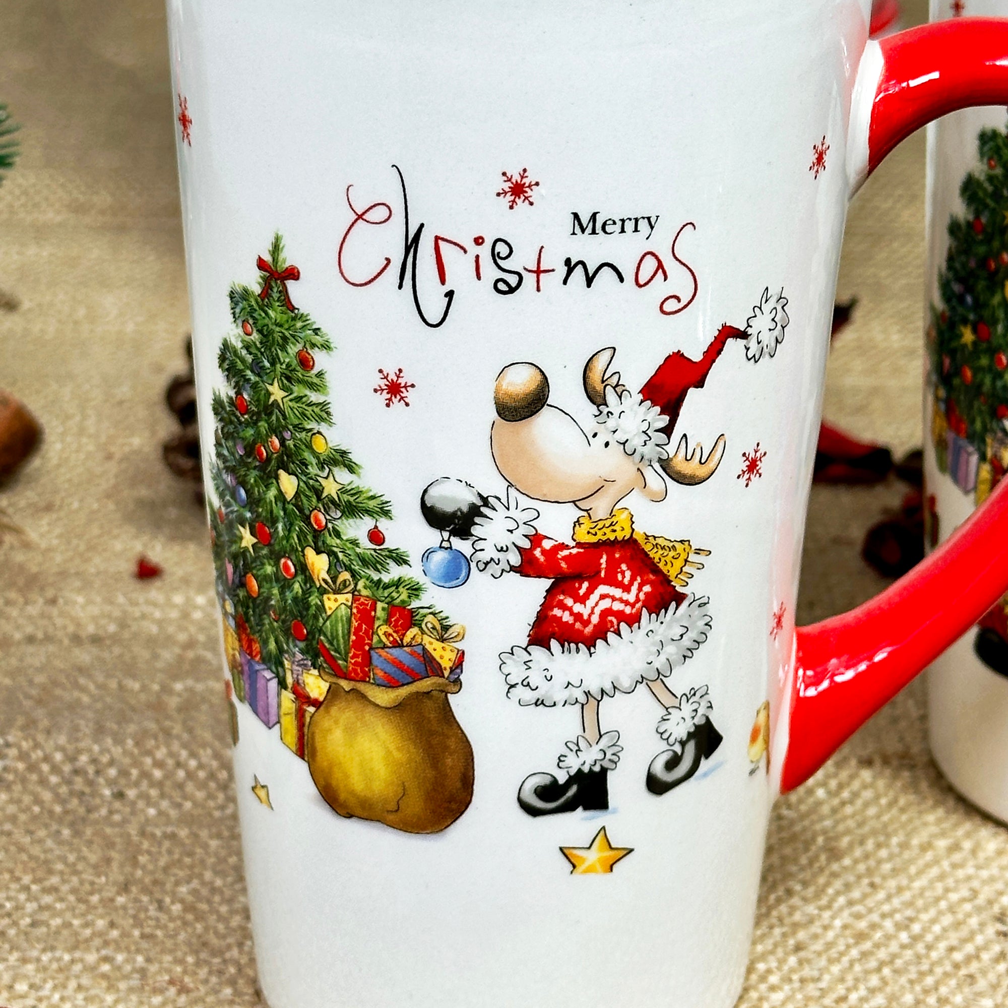 Set Of 2 Large Merry Christmas Latte Mugs