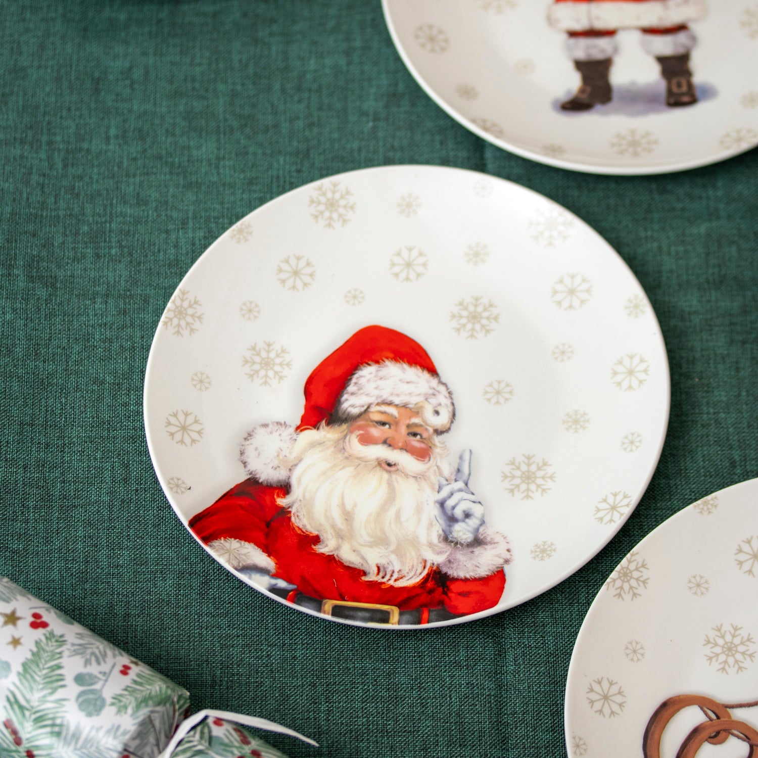 Set Of 4 Father Christmas Print Side Plates