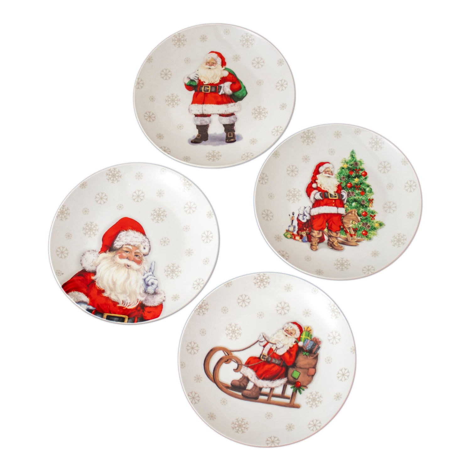Set Of 4 Father Christmas Print Side Plates