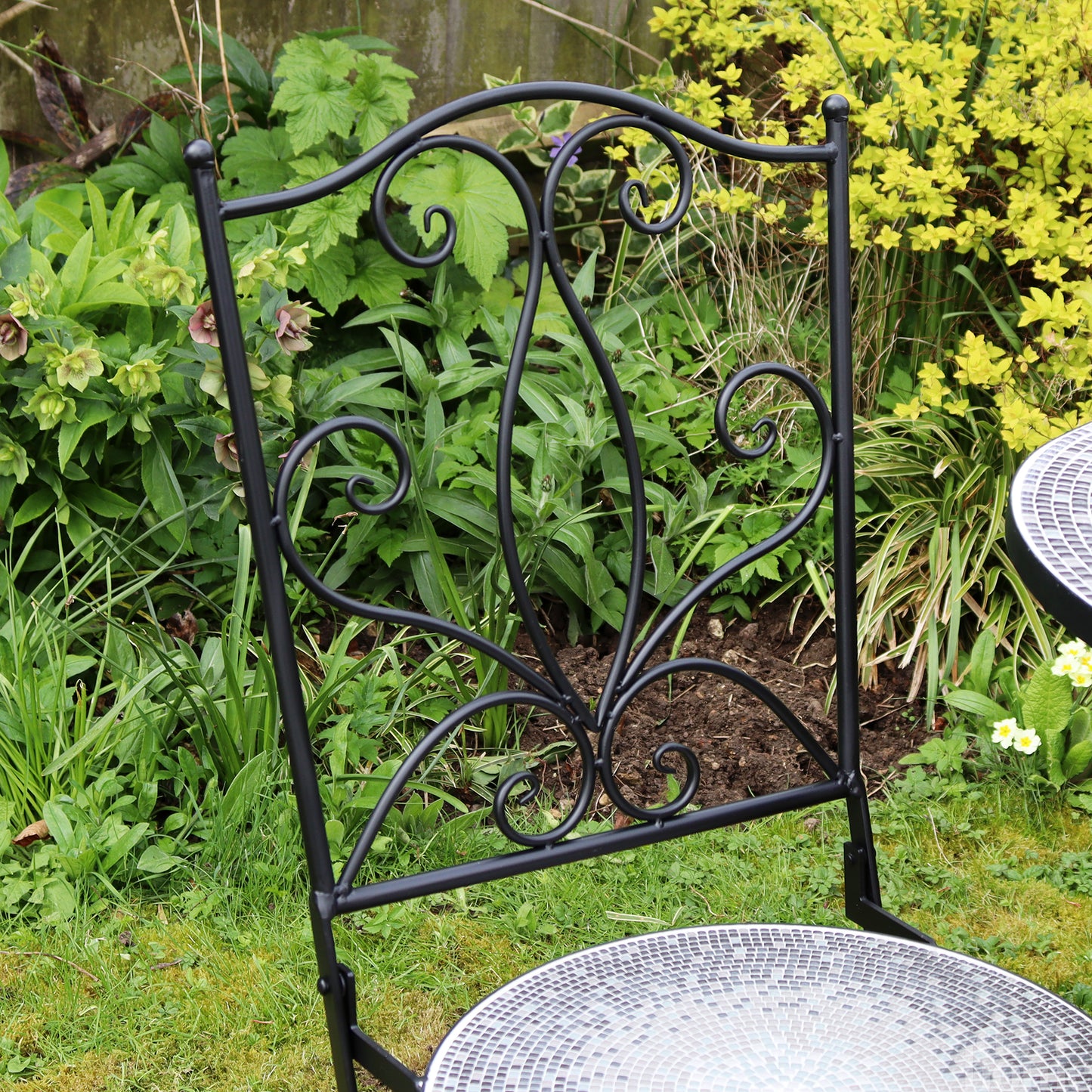 3 Piece Grey Mosaic Garden Bistro Set