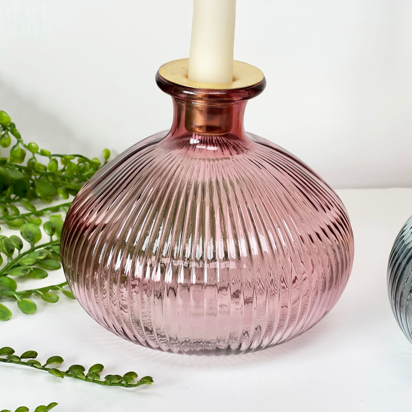 Set Of 3 Boho Glass Candlestick Holders