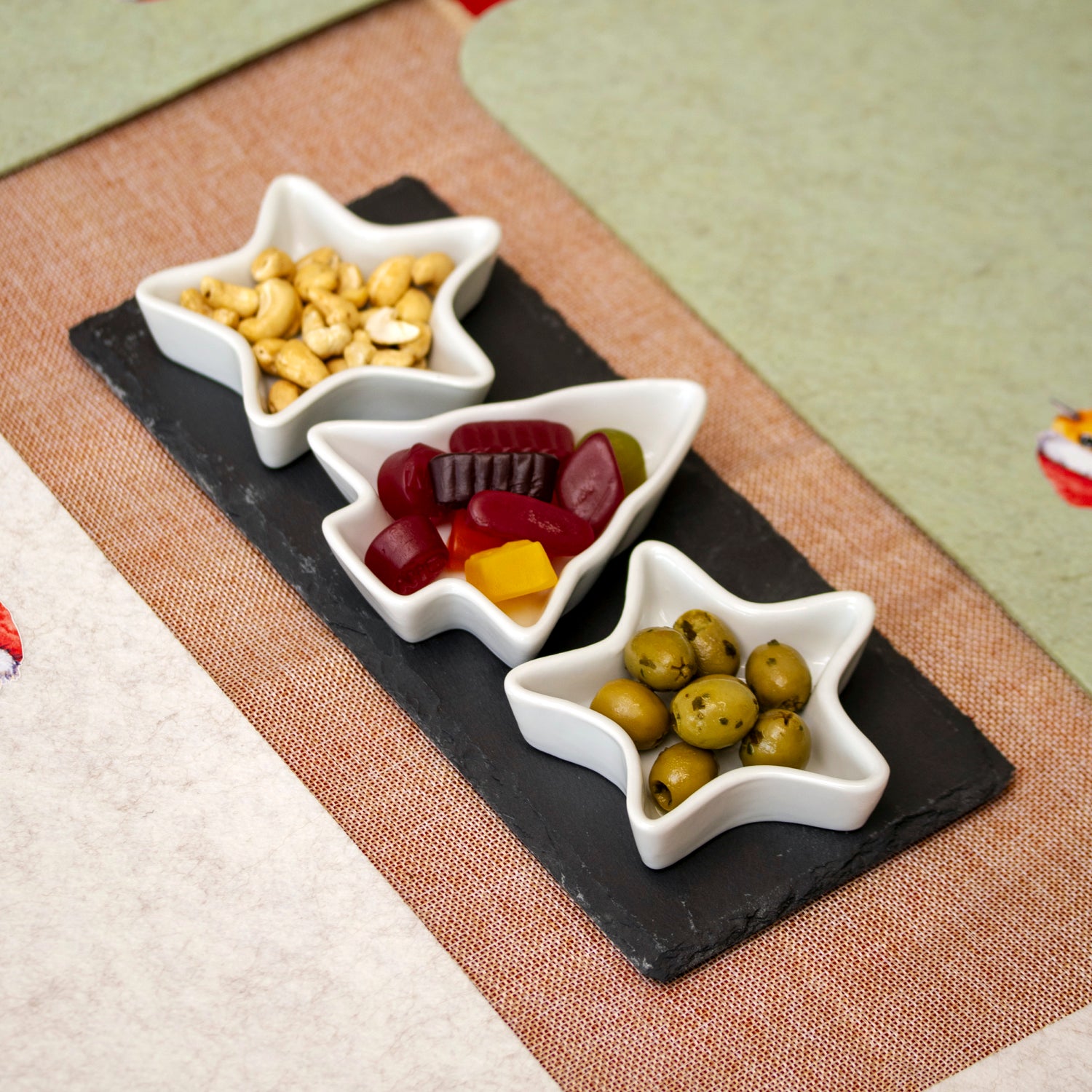 Darthome Christmas Star Tree Serving Dishes On Slate Tray