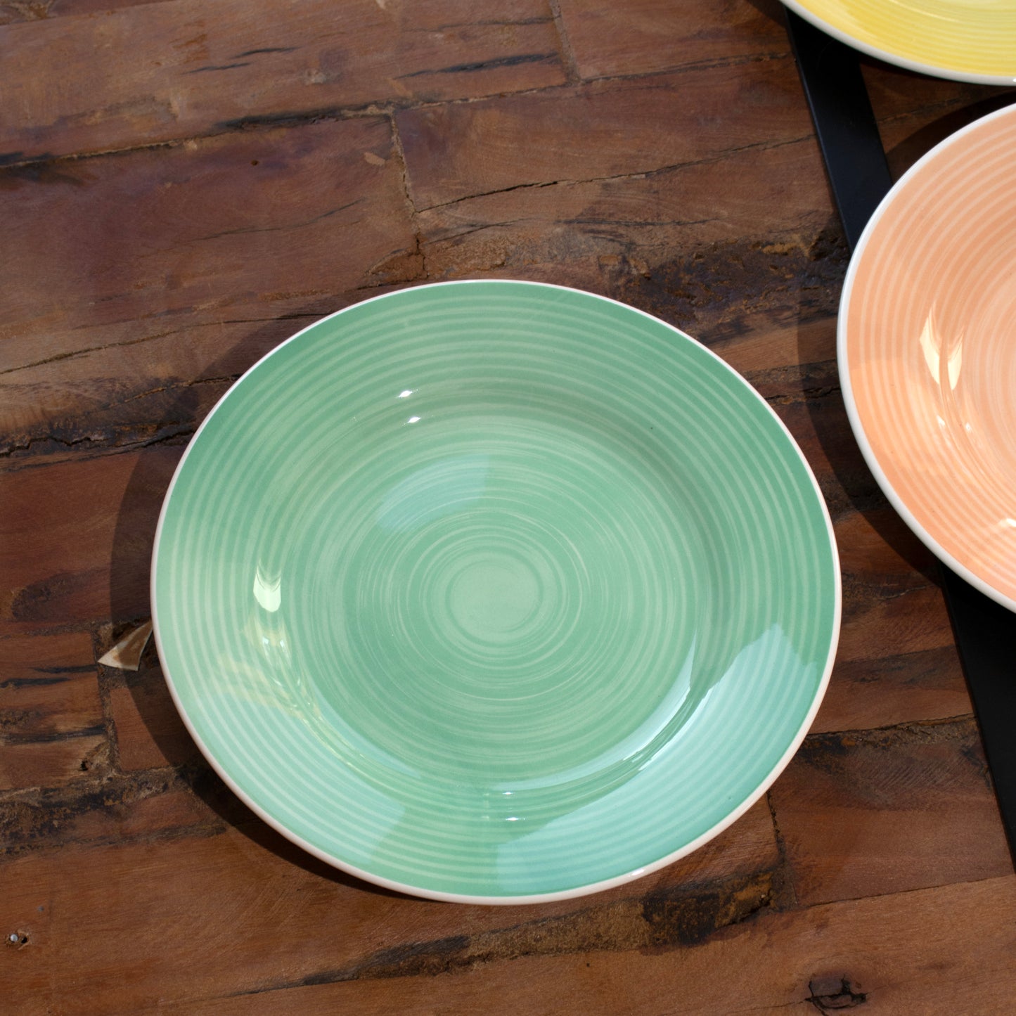 Set Of 6 Stoneware Rainbow Dinner Plates
