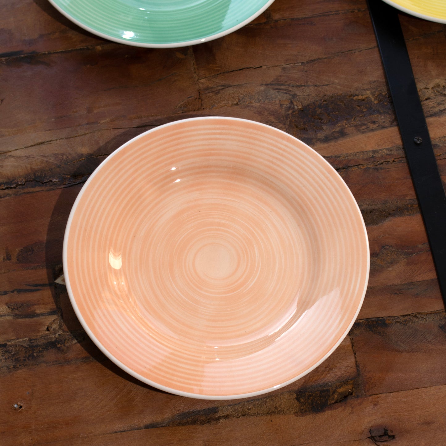 Set Of 6 Stoneware Rainbow Dinner Plates