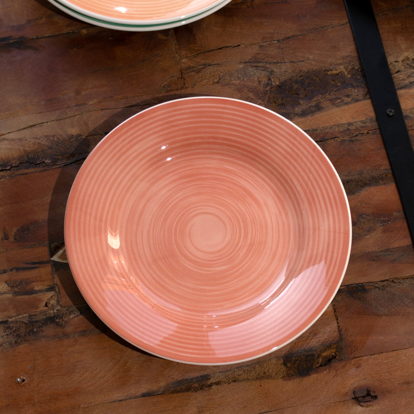 Set Of 6 Stoneware Rainbow Dinner Plates