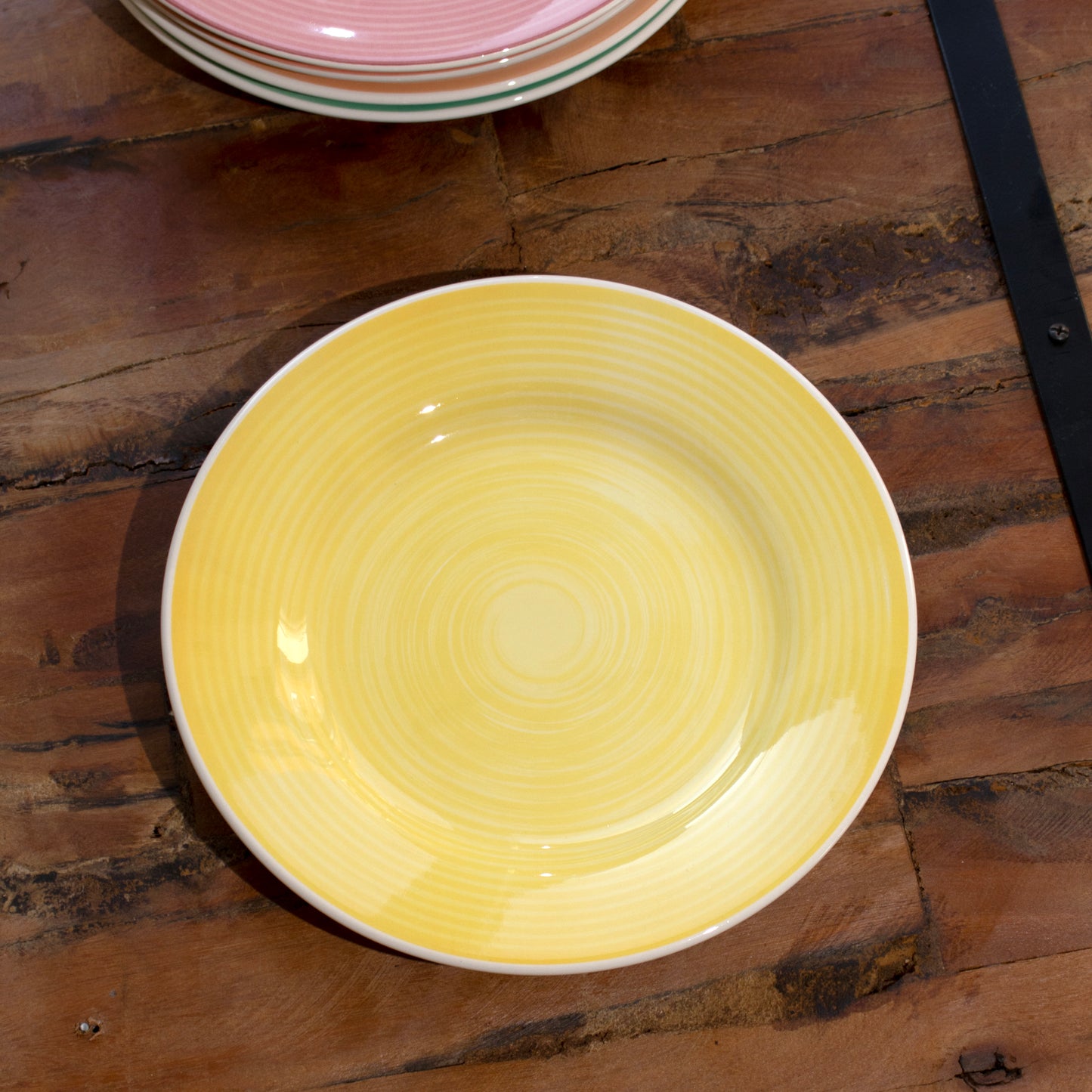 Set Of 6 Stoneware Rainbow Dinner Plates