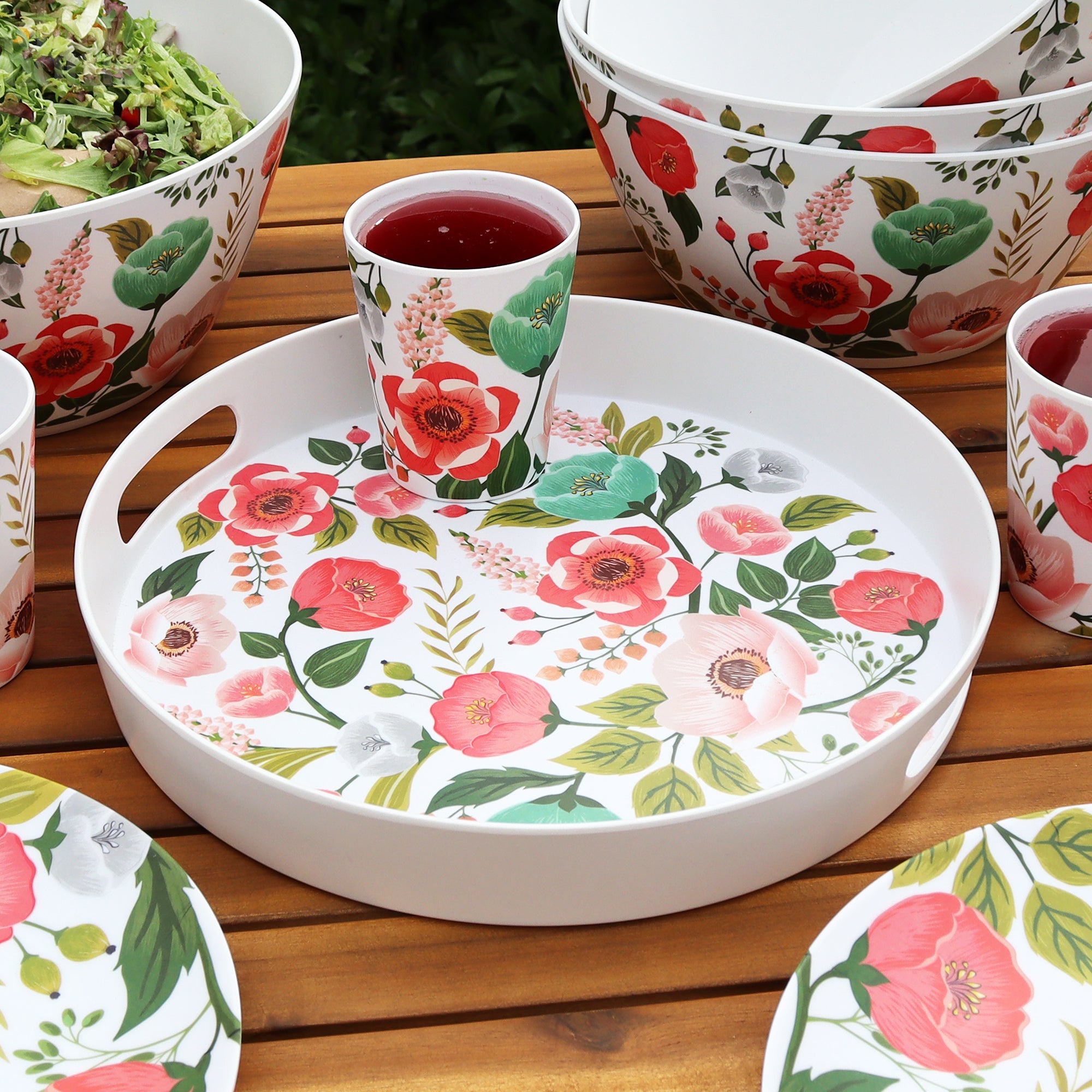 Flower Garden Melamine Serving Tray