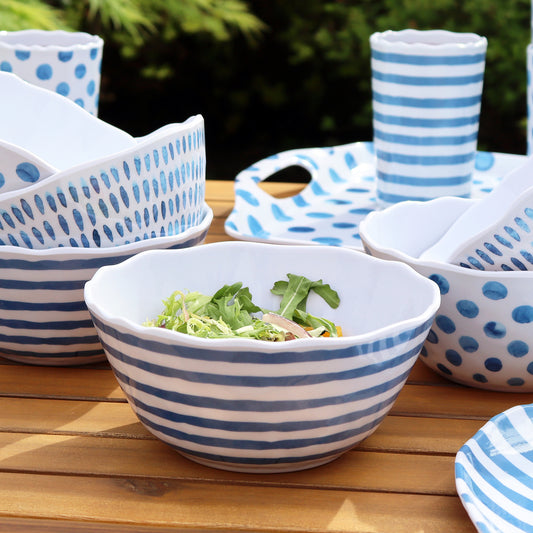 Set Of 6 Blue Patterned Outdoor Bowls