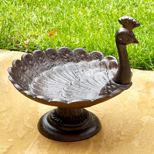 Cast Iron Peacock Bird Bath