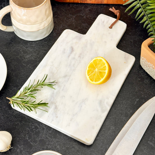 White Marble Chopping Board With Handle