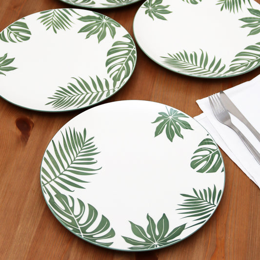 Set Of 4 Tropical Leaf Dinner Plates