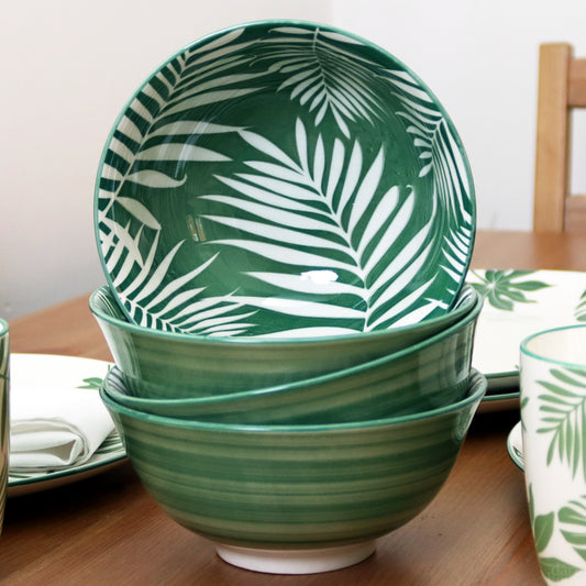 Set Of 4 Large Tropical Leaf Bowls