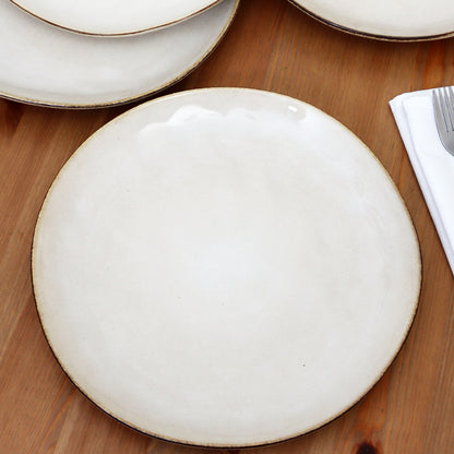 Set Of 4 Hammered Stoneware Dinner Plates
