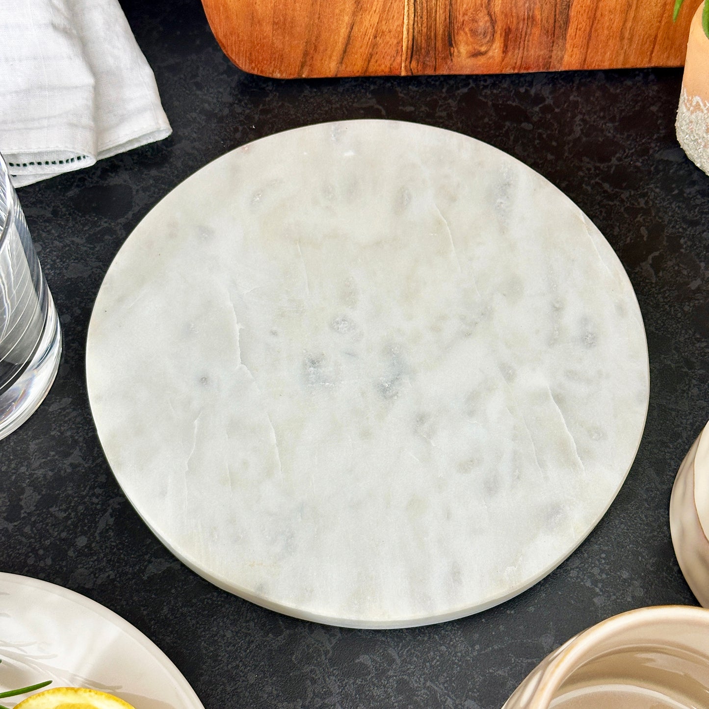 White Round Marble Board