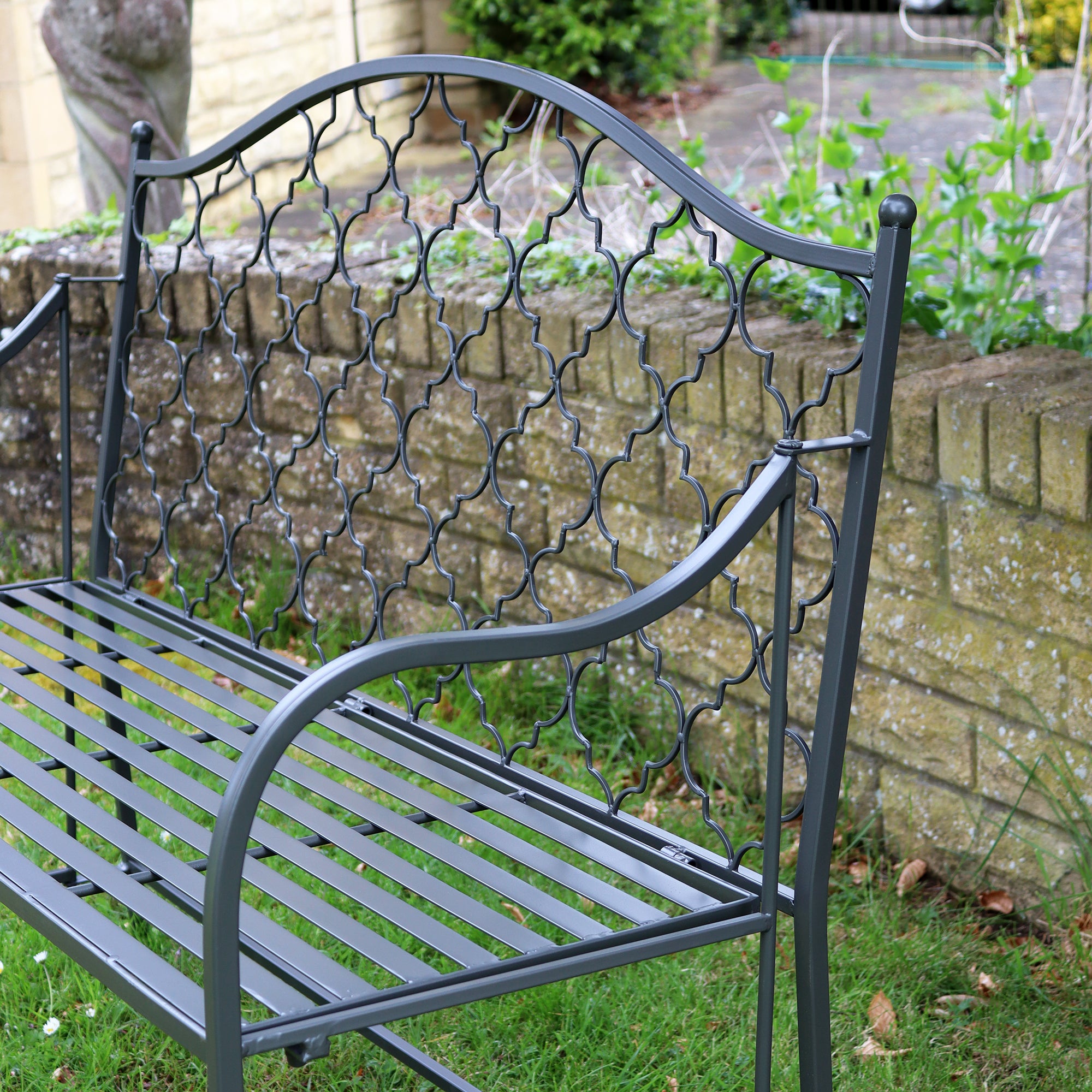 Umber Grey Moroccan Garden Bench