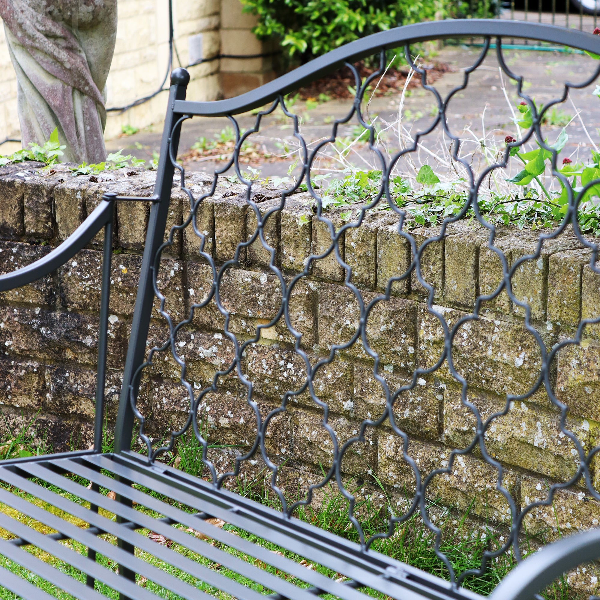 Umber Grey Moroccan Garden Bench