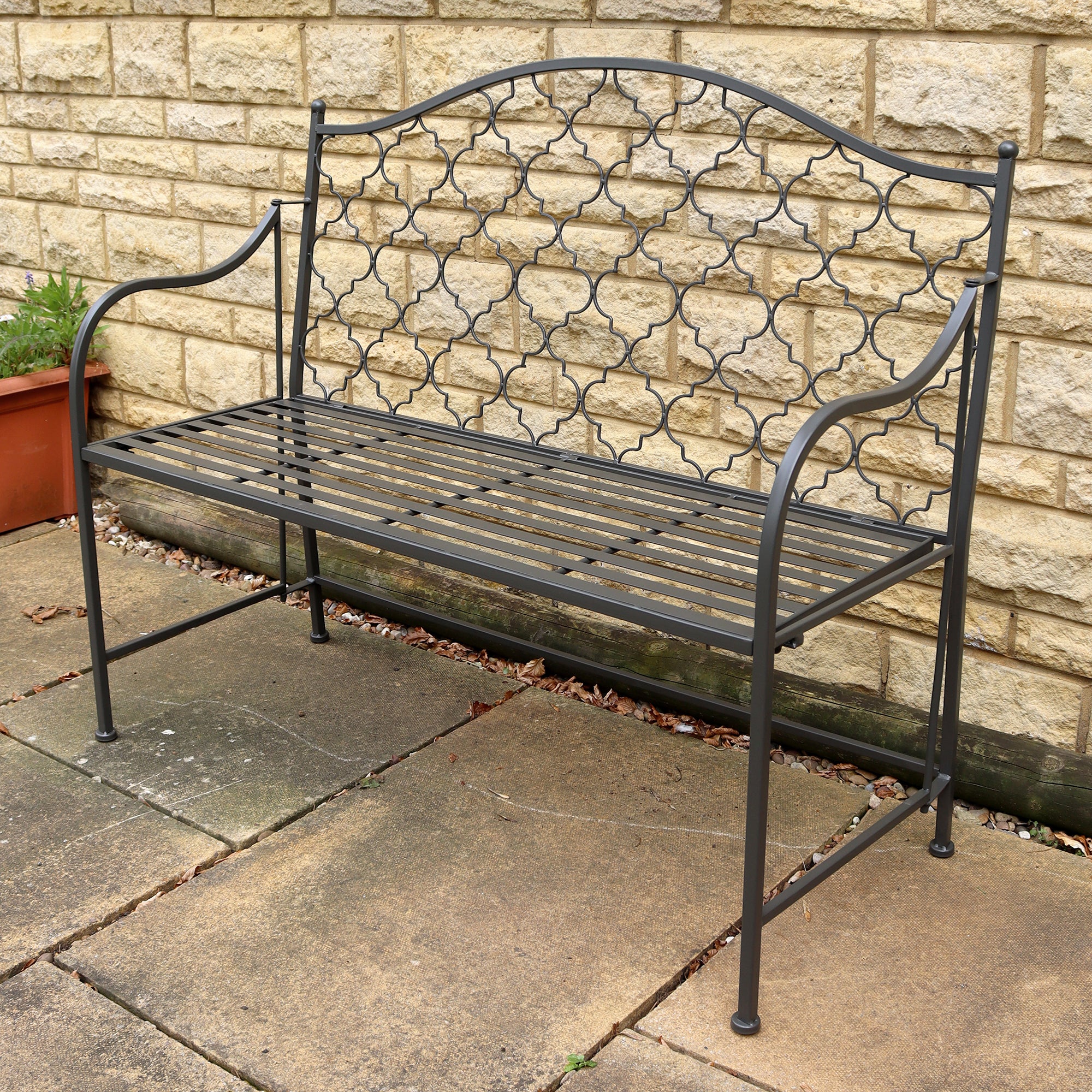 Umber Grey Moroccan Garden Bench
