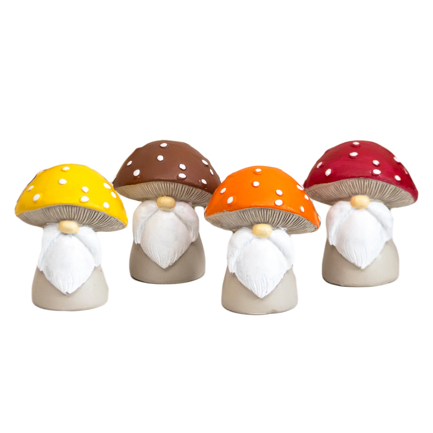 Set Of 4 Toadstool Gnome Ornaments