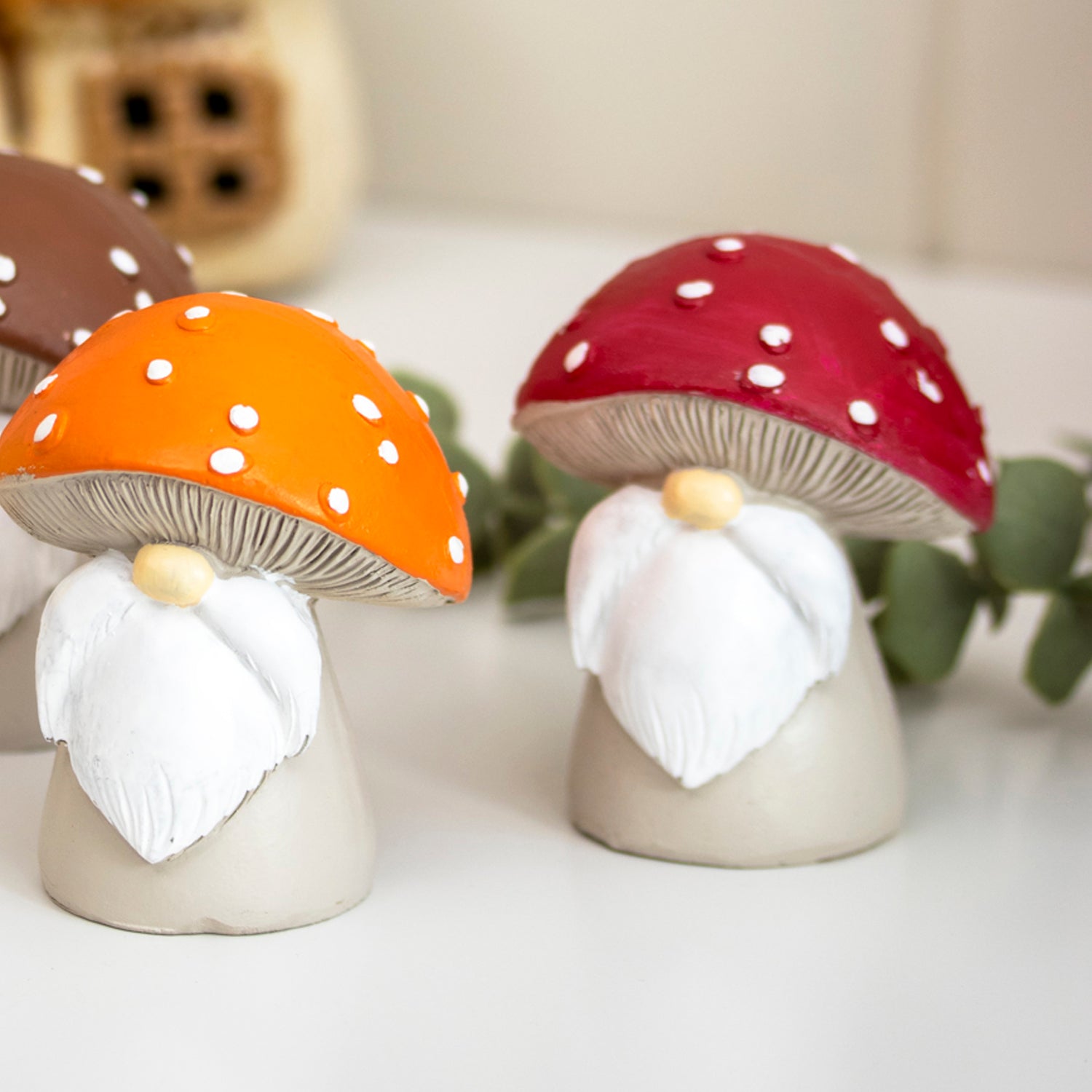 Set Of 4 Toadstool Gnome Ornaments