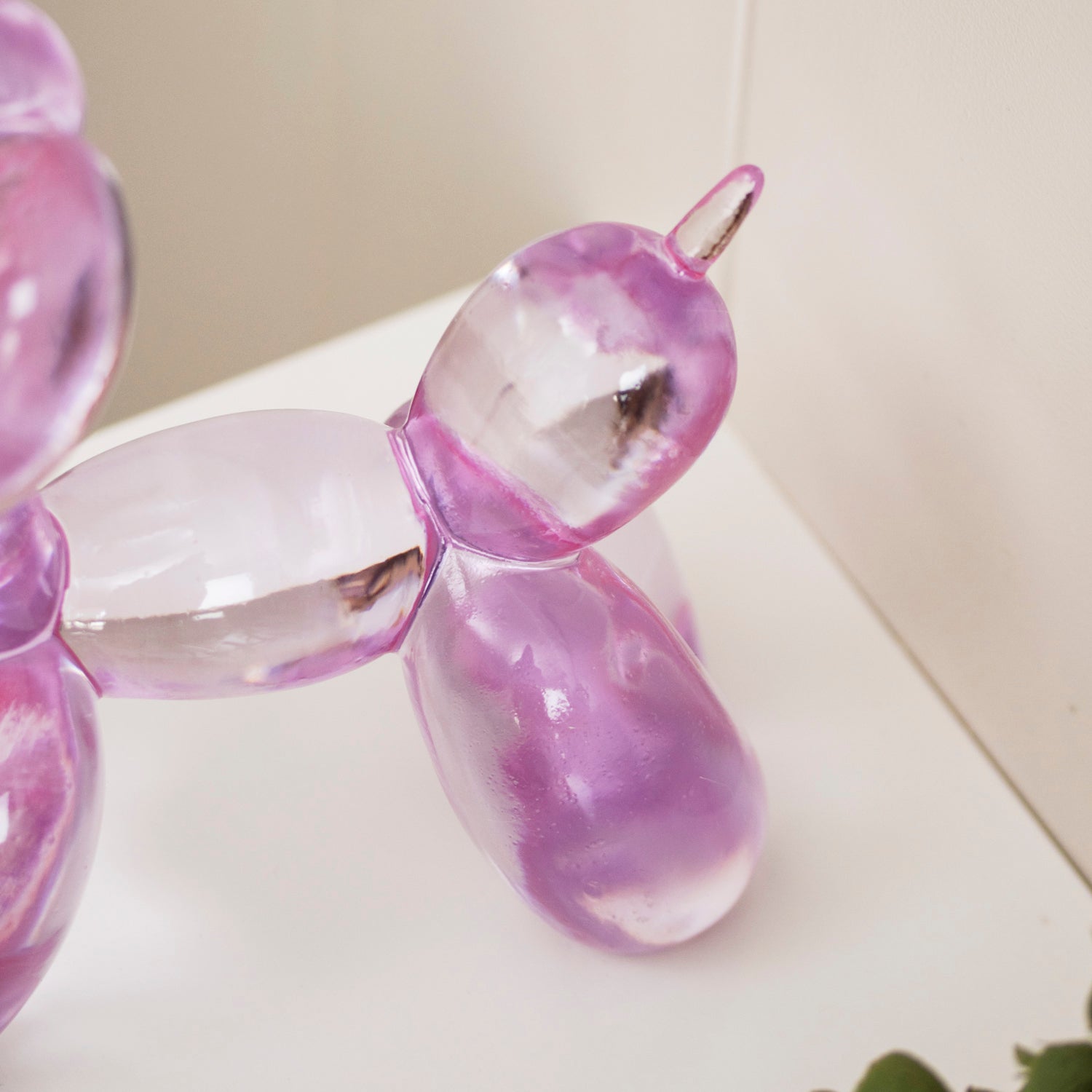 Pink Glass Balloon Dog Ornament