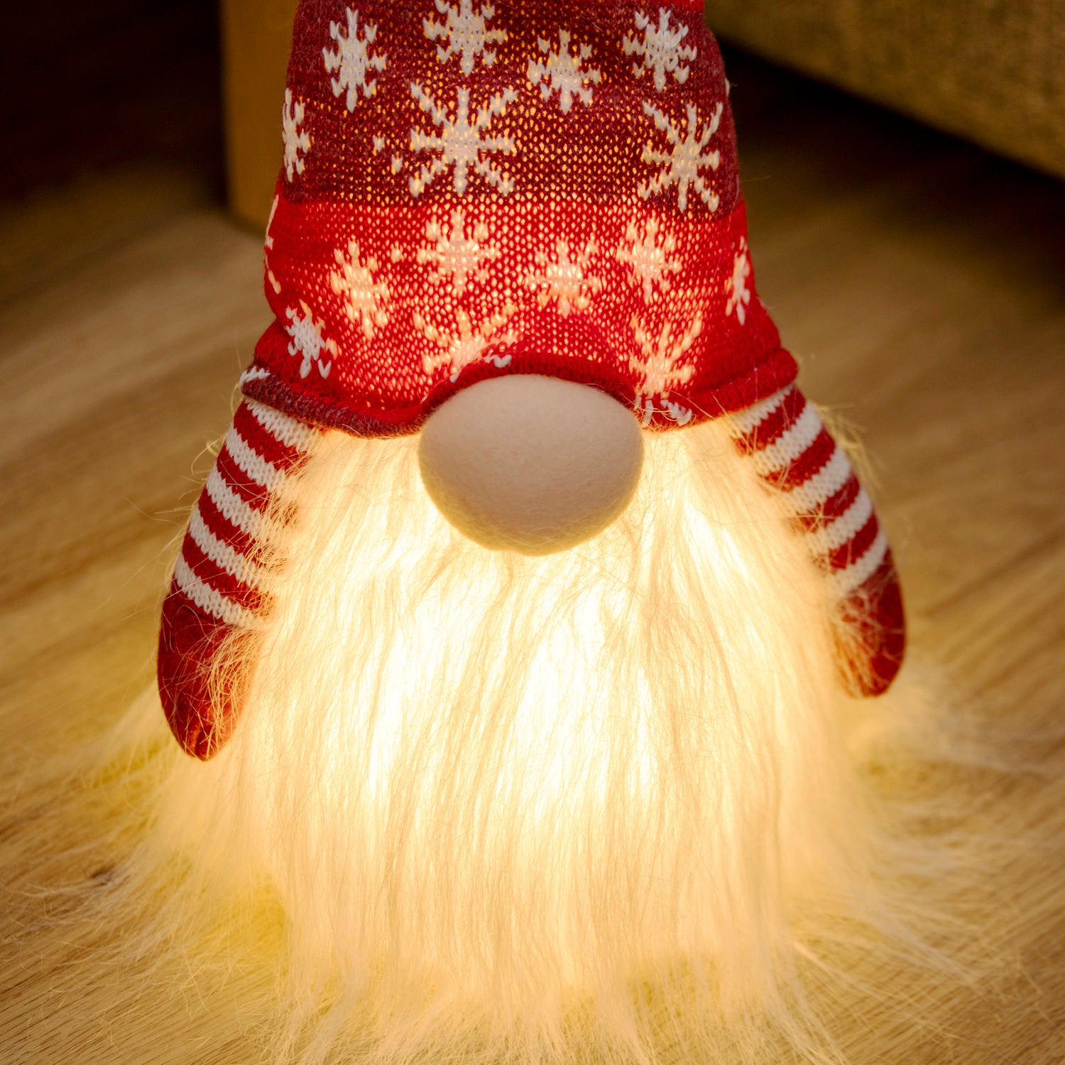 Red Light Up Christmas Bearded Gonk Ornament