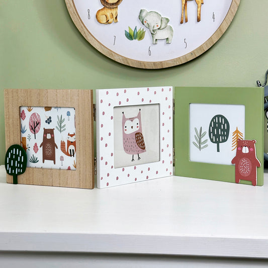 Forest Bear And Owl Triple Photo Frame