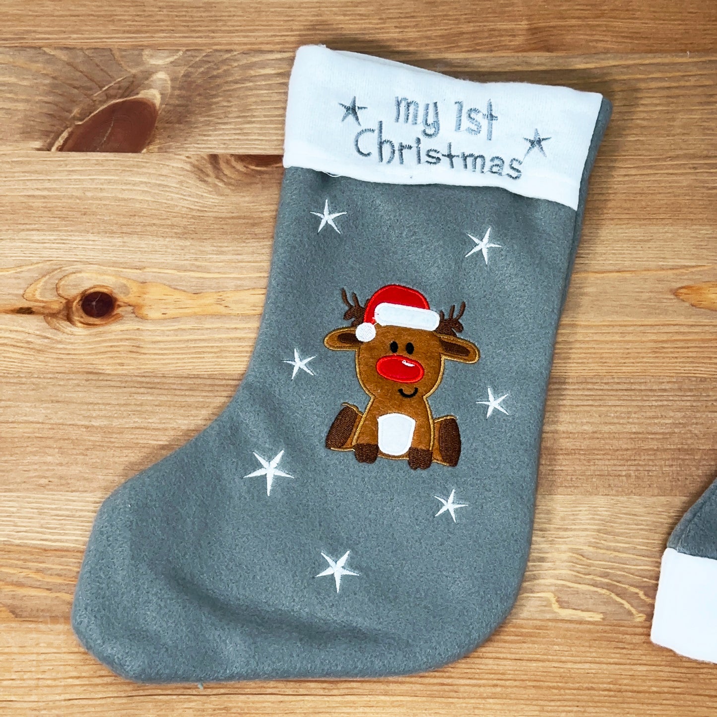 Grey Reindeer My 1st Christmas Hat And Stocking Set