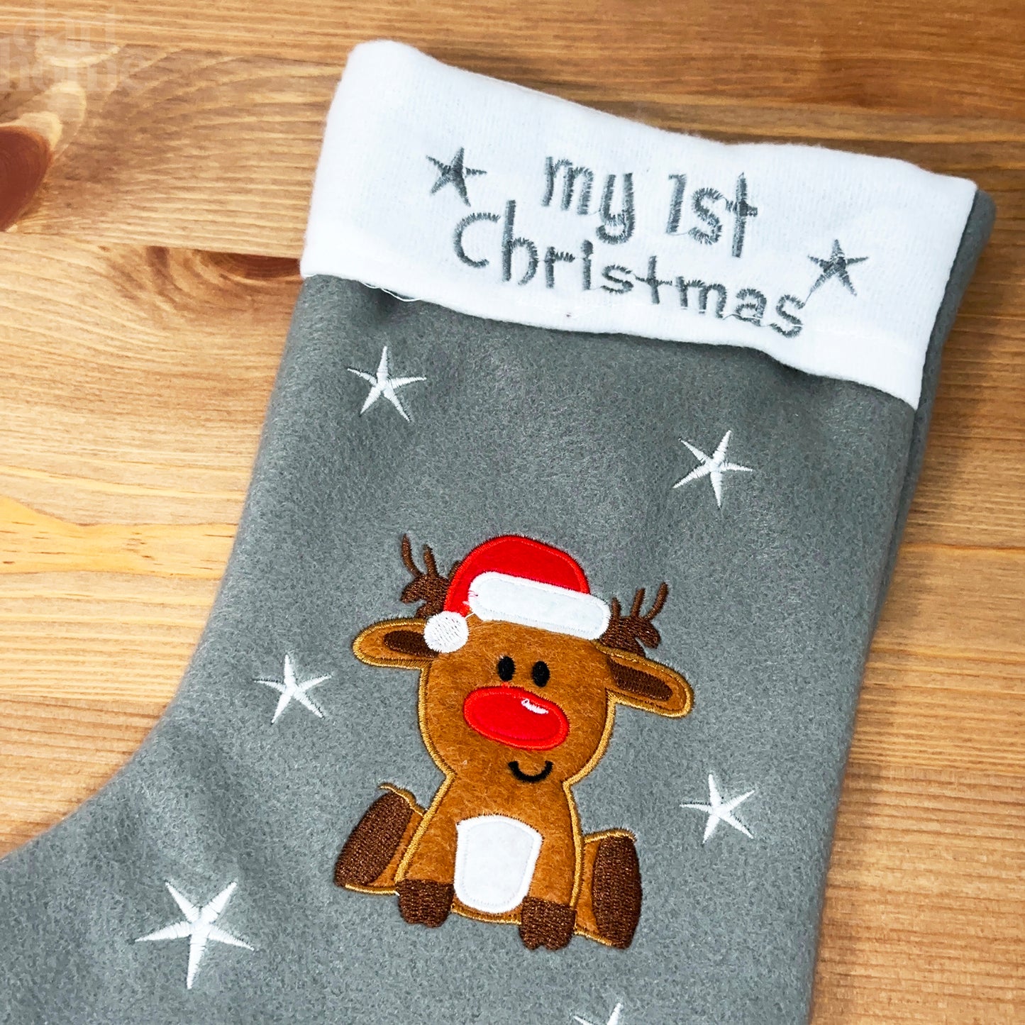 Grey Reindeer My 1st Christmas Hat And Stocking Set