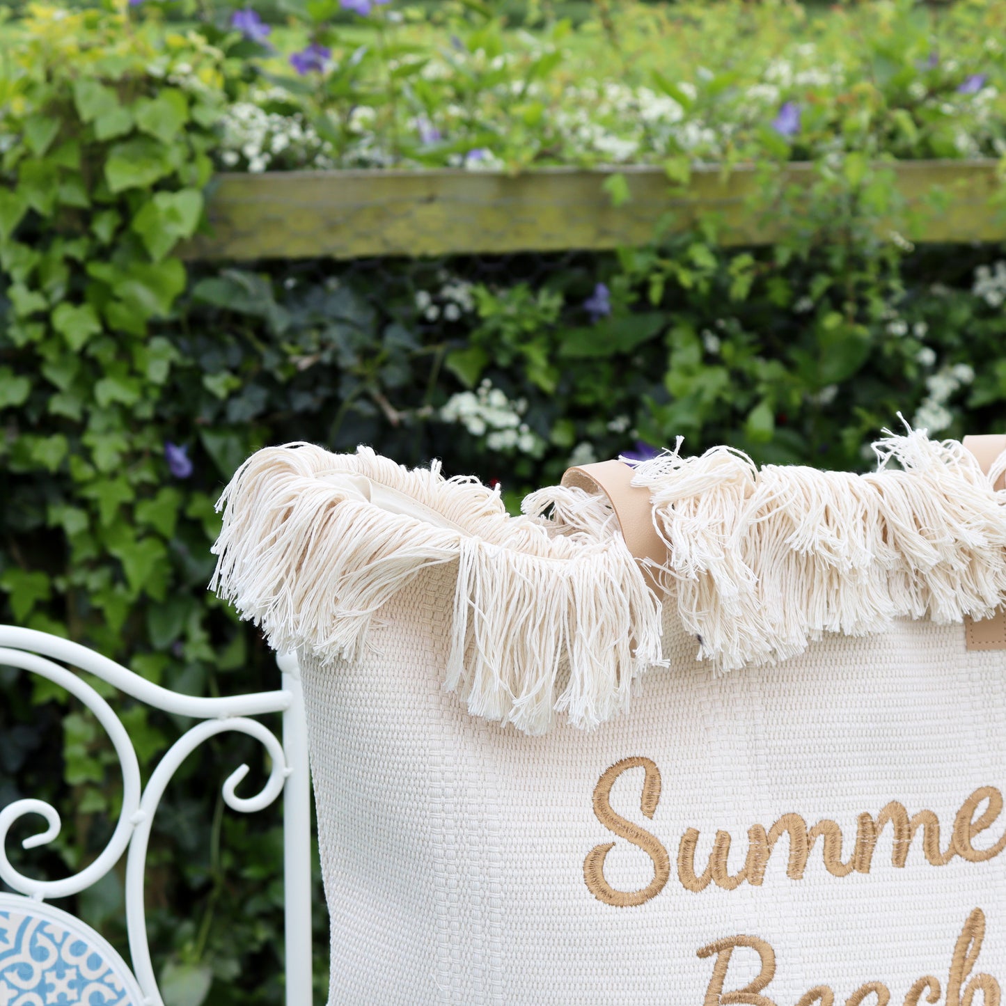 Beige Tasselled Summer Beach Bag