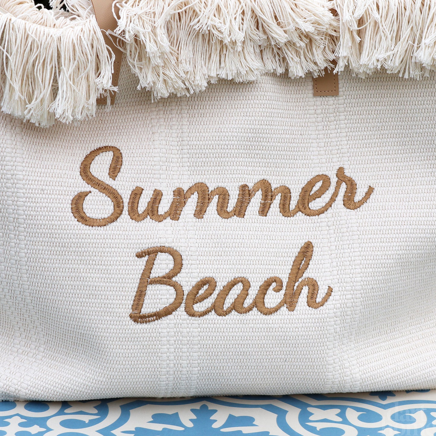 Beige Tasselled Summer Beach Bag