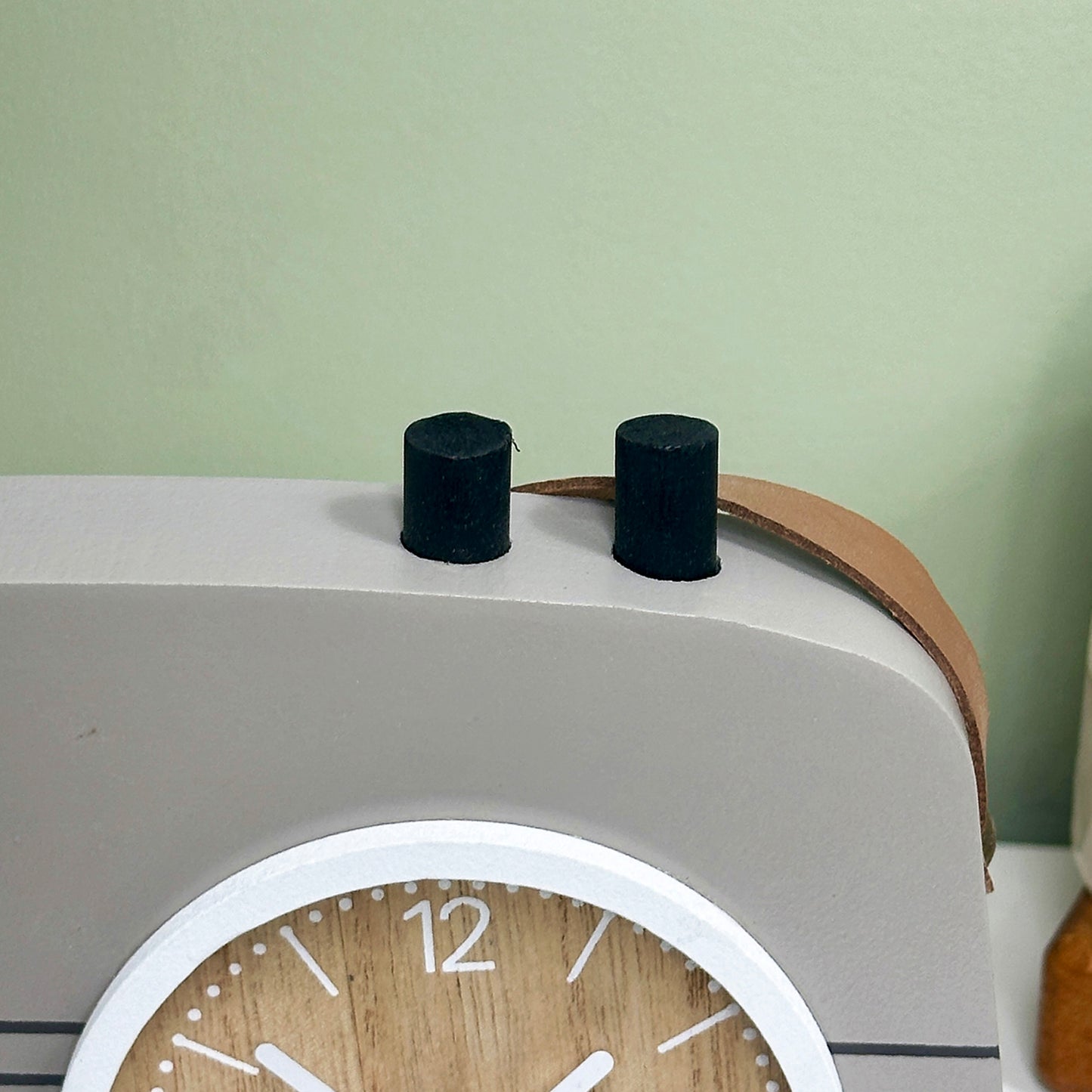 Grey Wood Radio Table Clock