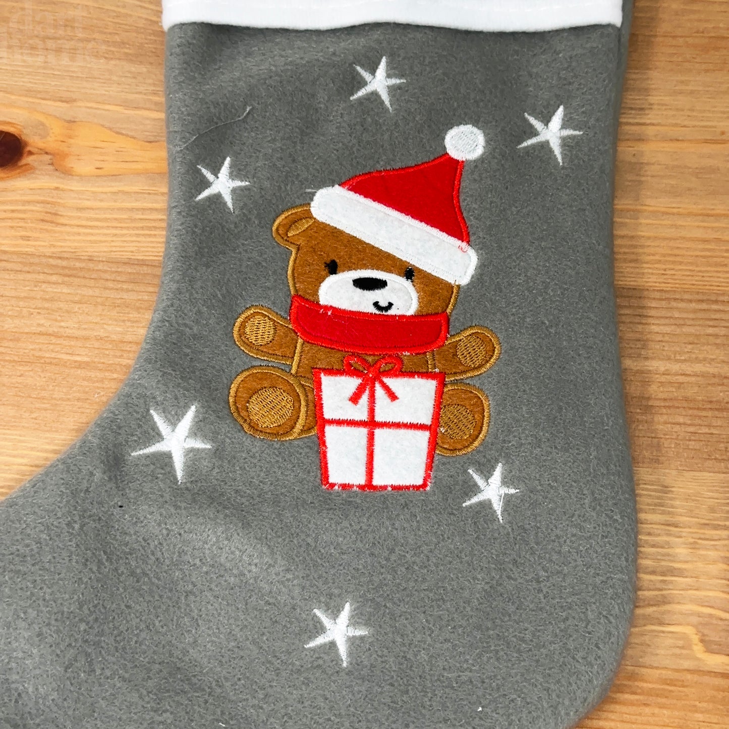 Grey Teddy Bear My 1st Christmas Hat And Stocking Set