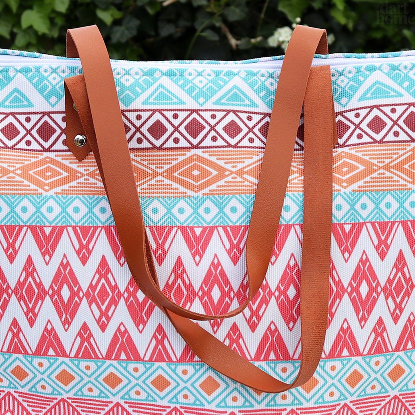 Diamond Aztec Canvas Beach Bag