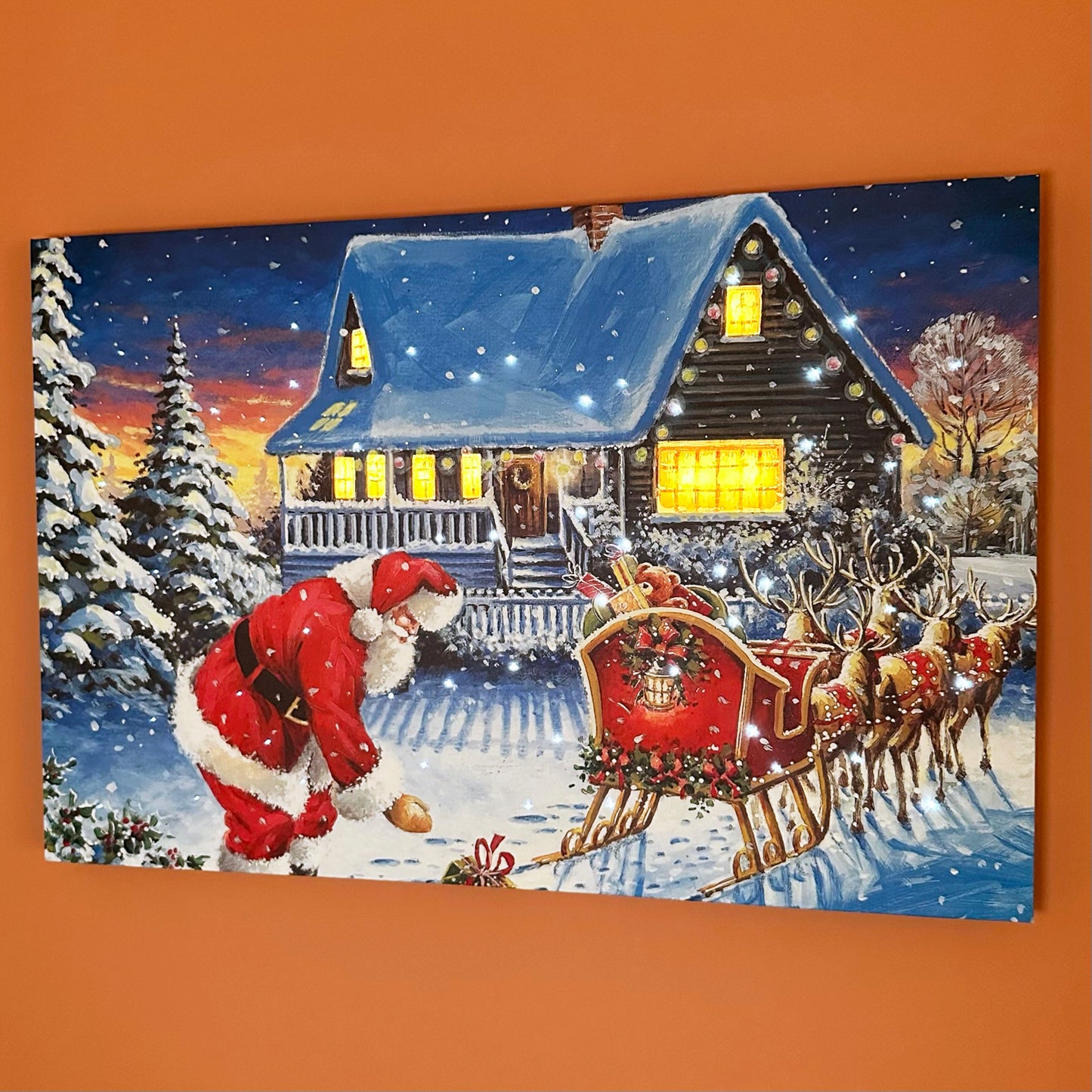 Snowy Santas Sleigh LED Canvas Art