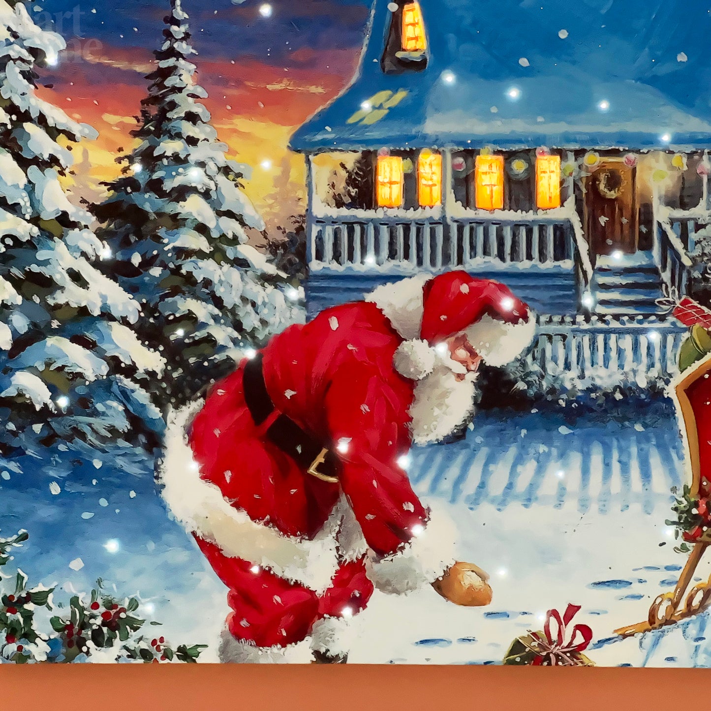 Snowy Santas Sleigh LED Canvas Art