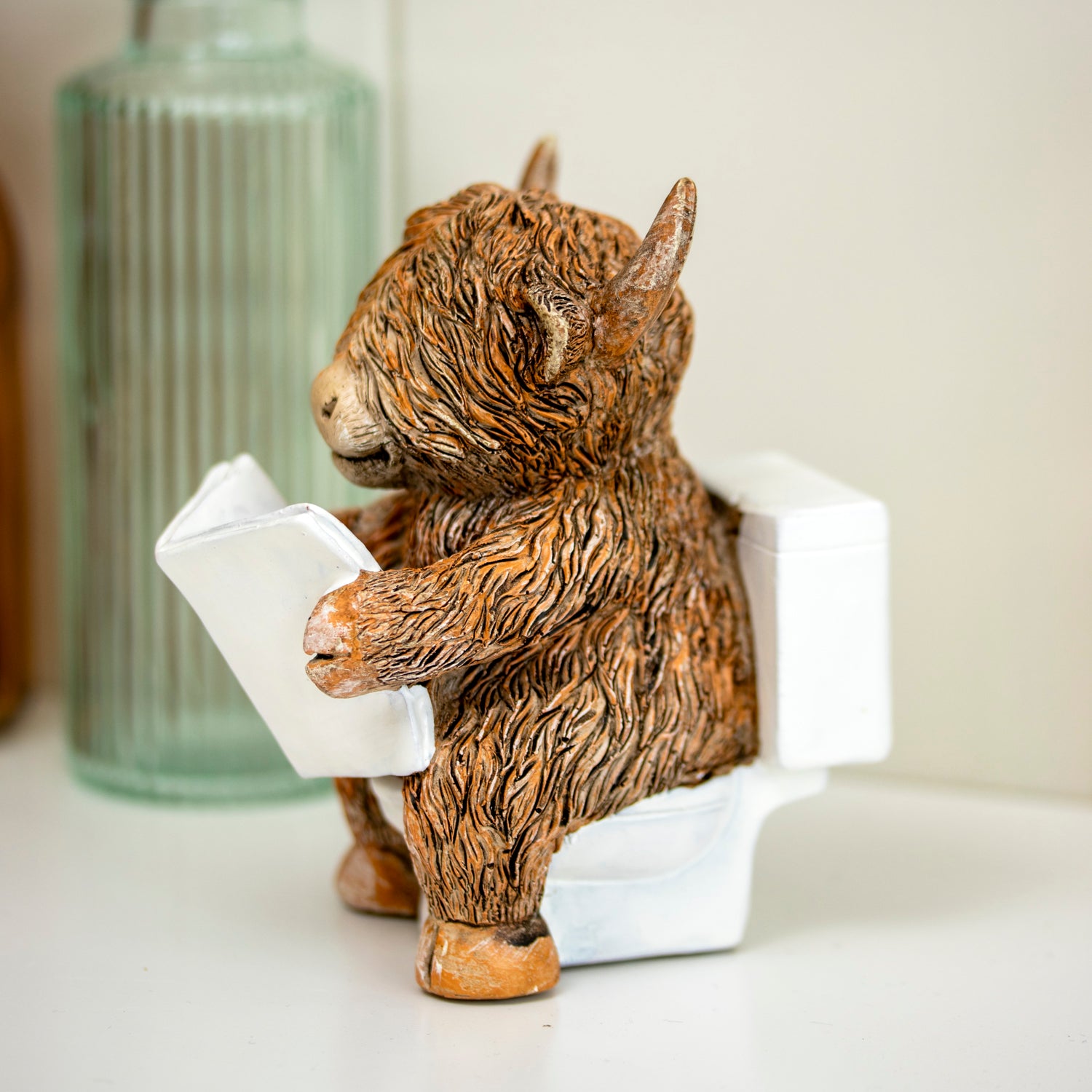 Highland Cow On The Toilet Ornament