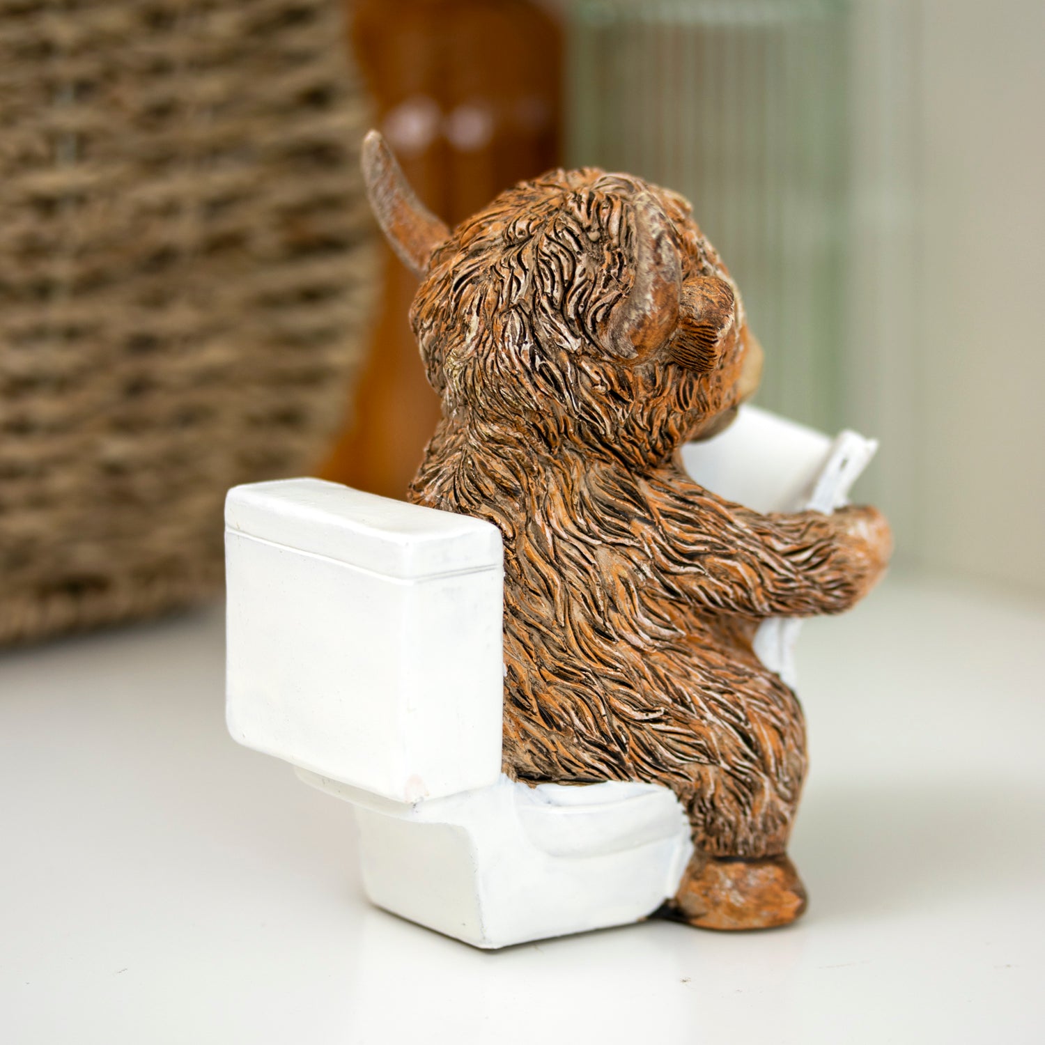 Highland Cow On The Toilet Ornament