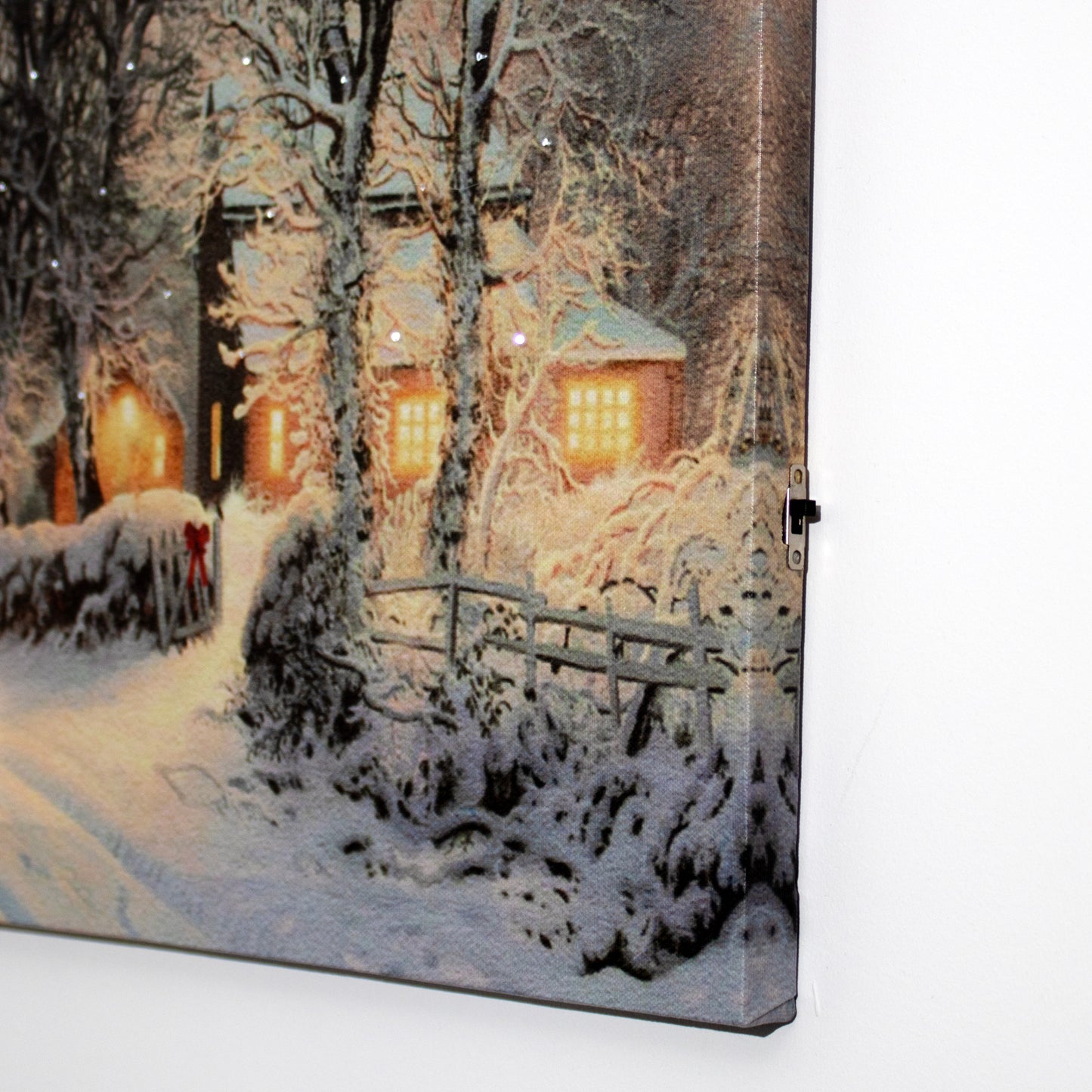 Leinwand-Wandkunst mit LED-Auto und Weihnachtsbaum