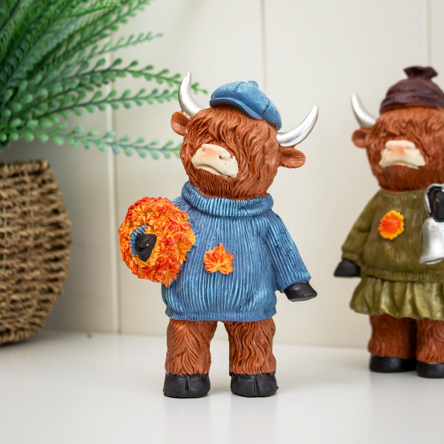 Set Of 2 Autumn Highland Cow Ornaments