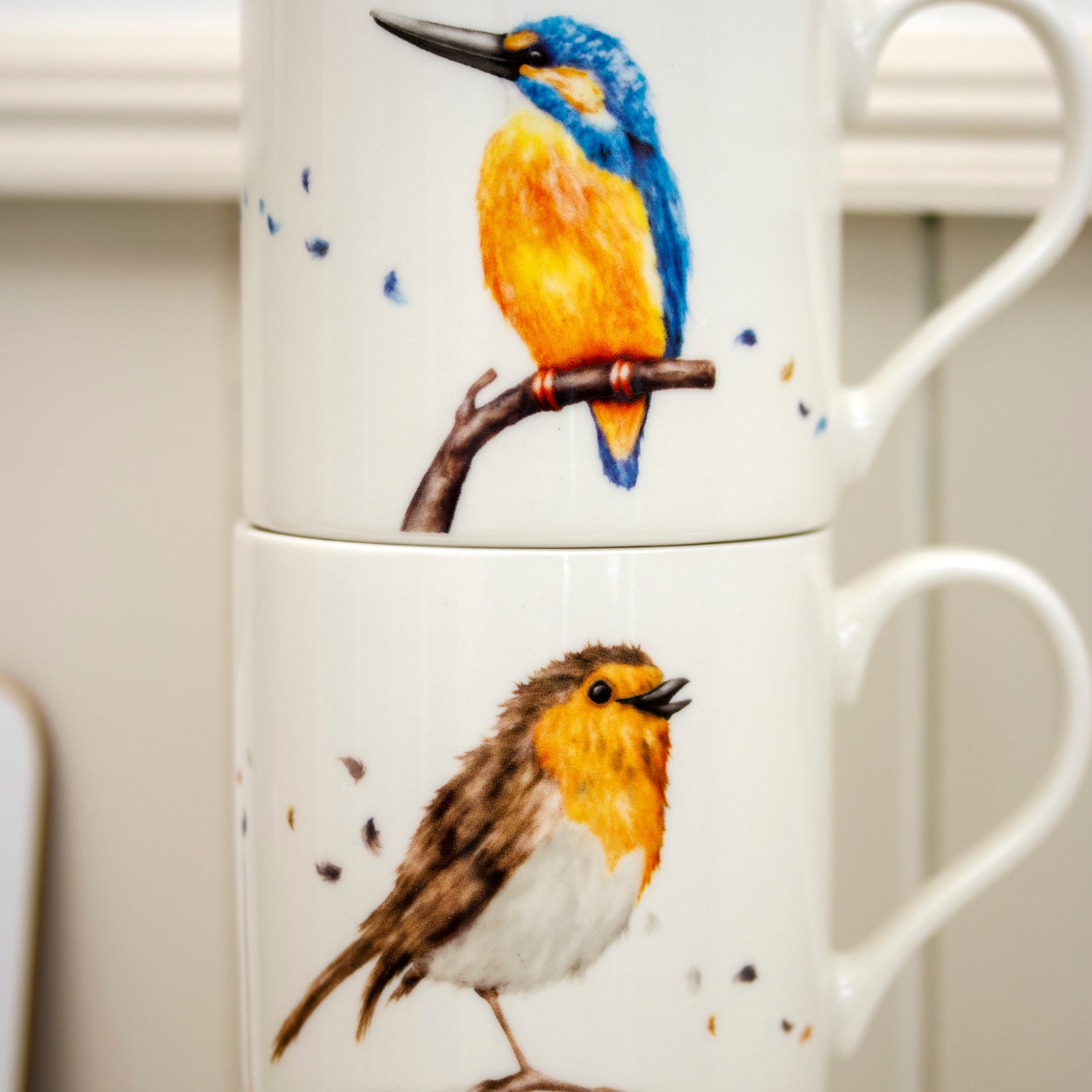 Set Of 4 British Birds Stacking Mugs