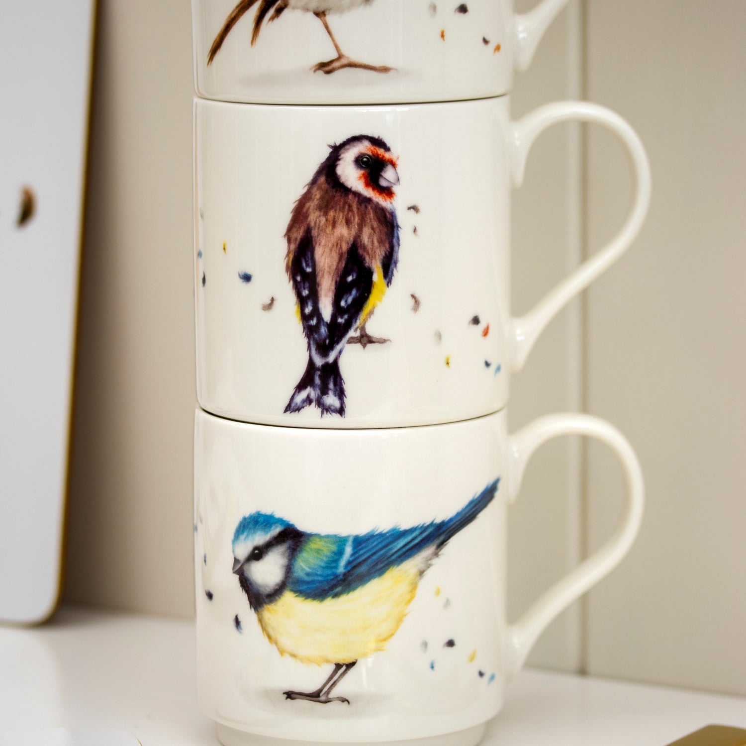 Set Of 4 British Birds Stacking Mugs
